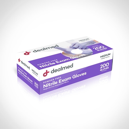 Dealmed Disposable Gloves, Nitrile, Powder-Free, M, 2000 PK, Blue/Violet 787370